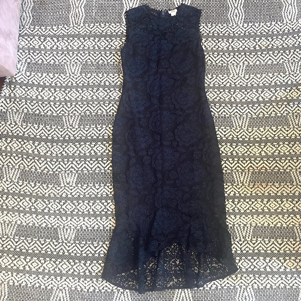 Shoshanna Blue & Black Lace Sheath Dress - Size 4 - Picture 8 of 13